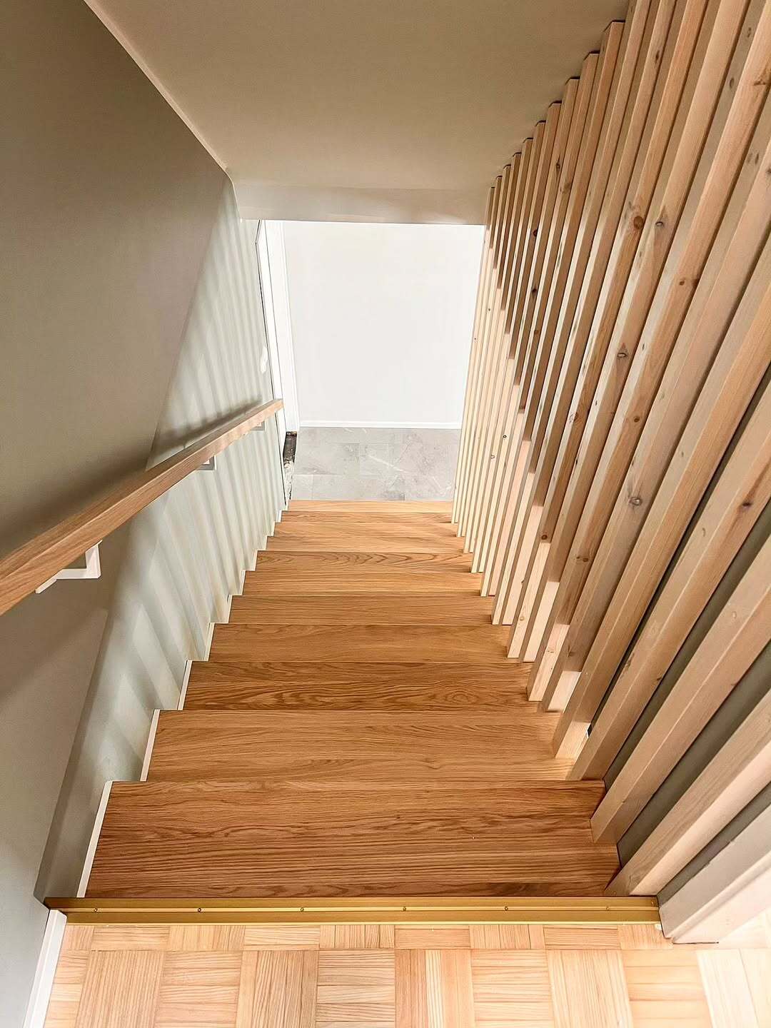 Renovated wooden indoor staircase